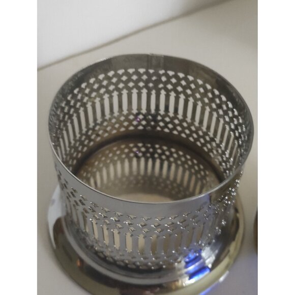 England Chrome Covered Jam/Honey - Condiment Server w Cobalt Blue Insert - Picture 8 of 12